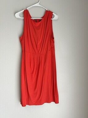 Mossimo XL Sleeveless Round Neck Pleated Sheath Dress Red Knee Length